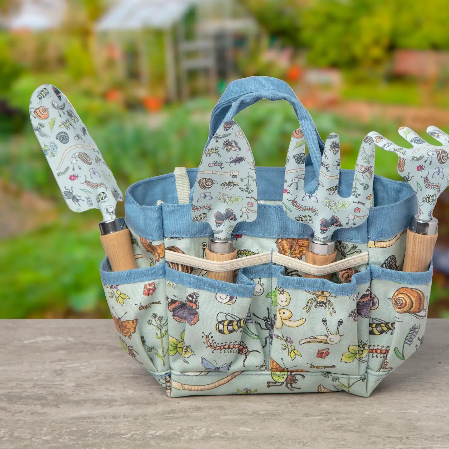 Children's Garden Tool Bag and Hand Tools Gift Set - Blue