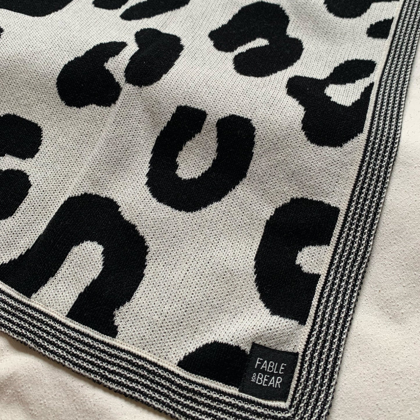 Fable & Bear Leopard Print Knitted Baby Blanket