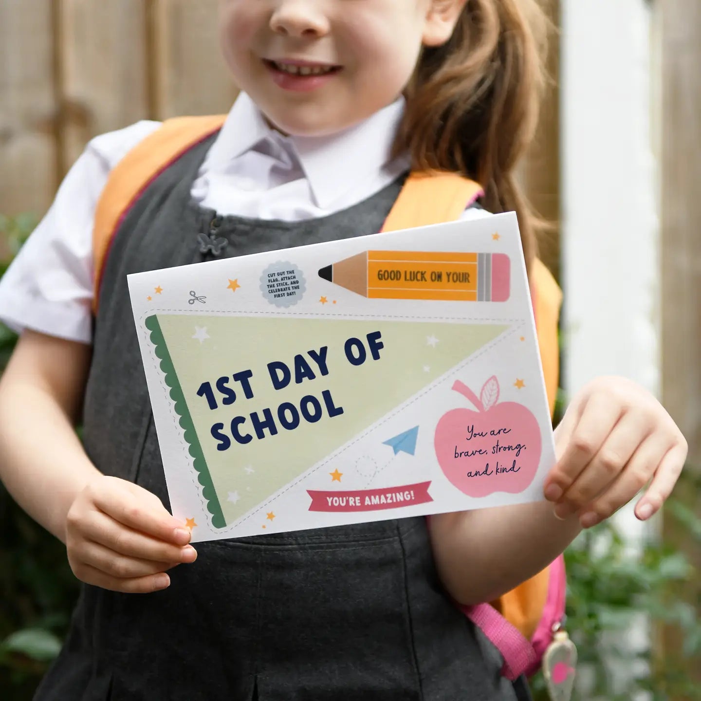 Back To School Good Luck Flag Card