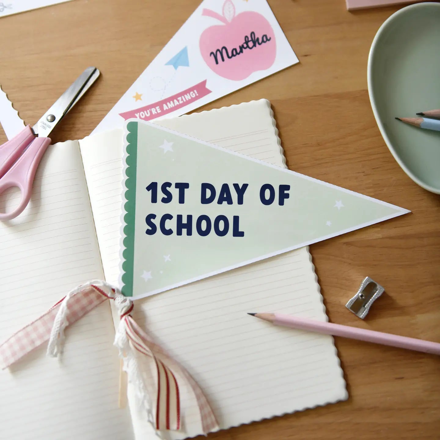 Back To School Good Luck Flag Card