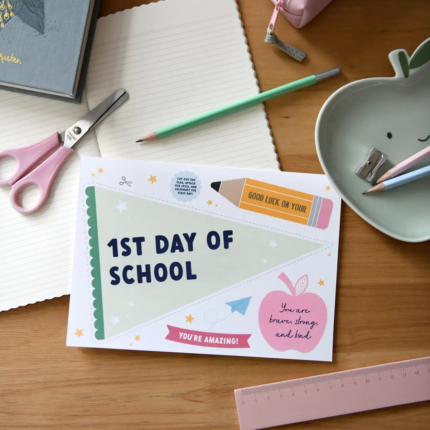 Back To School Good Luck Flag Card