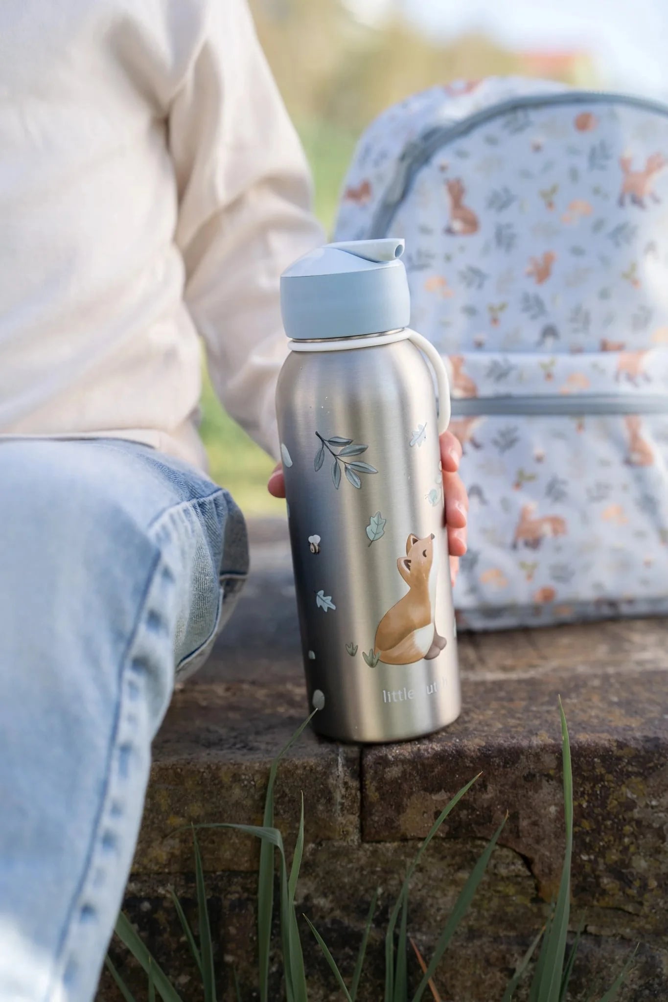 Little Dutch Insulated bottle flip-up campus 350 ml - forest friends