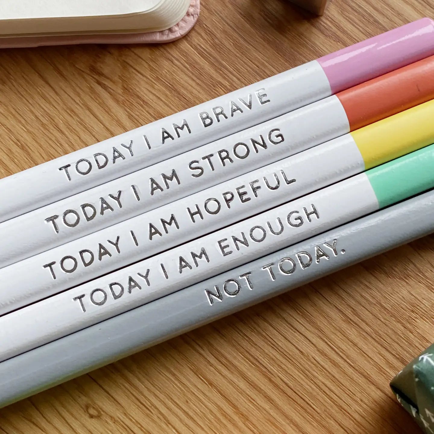 Set of Five 'today I Am' Positive Pencils
