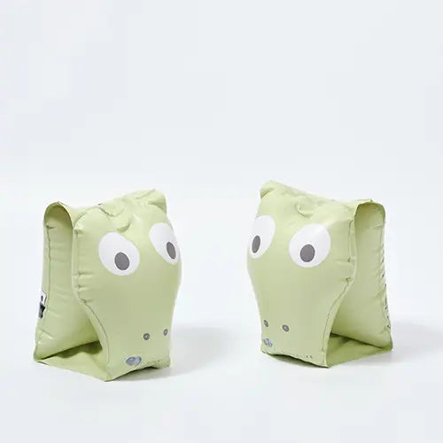 Sunnylife Kids Inflatable Arm Bands Cookie the Croc Light Khaki