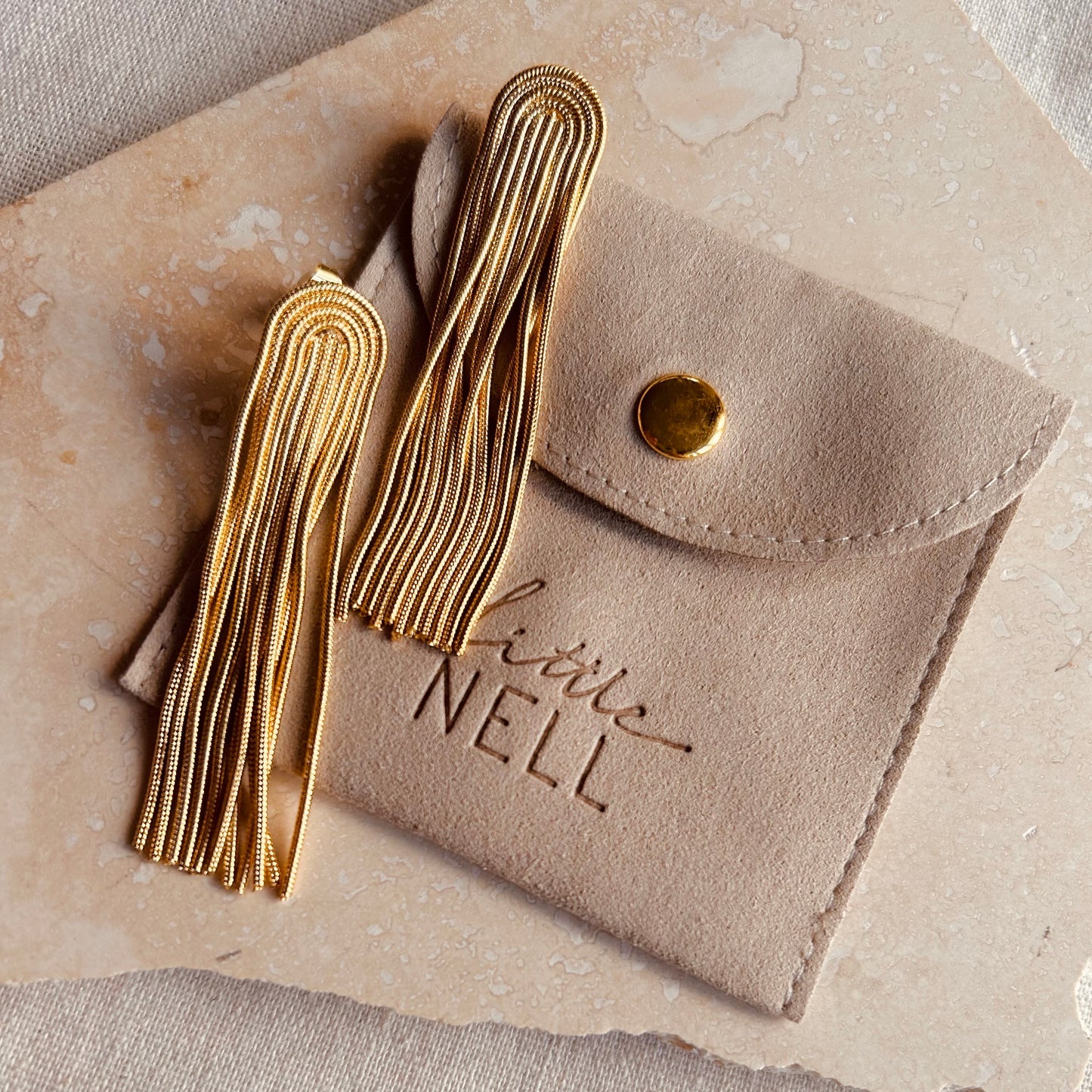 Little Nell Everyday Gold Arc Tassle Earrings