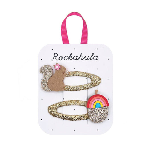 Rockahula Kids Squirrel and Rainbow Acorn Clips