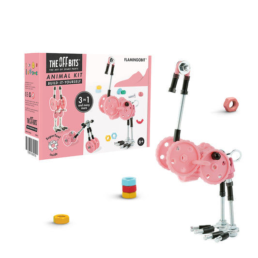 THE OFFBITS Flamingobit - Animal Kit: Flamingo Building Toy Set